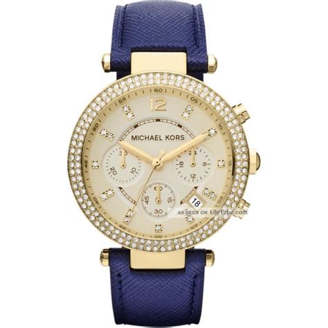 michael kors uhr lederarmband blau|Michael Kors Ersatzbänder .